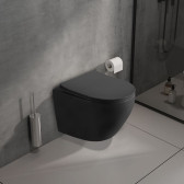Унитаз OLIVE'S подвесной, черный глянец, сиденье дюропласт PLAZA (PL30117DP)
