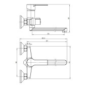 Смеситель для ванны с длинным поворотным изливом RUSH MADEIRA (MA3245-51)