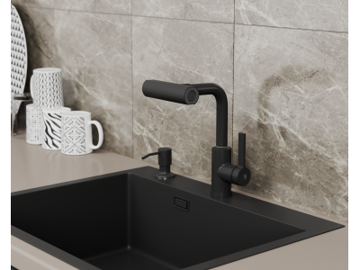 Смеситель для кухни с поворотной лейкой RUSH Tinos (TI3732-17Black)