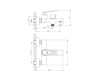 Смеситель для ванны с коротким изливом RUSH Palm (PL2530-44)