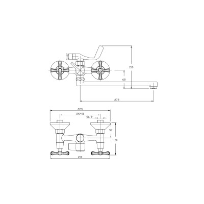 Смеситель для ванны с длинным поворотным изливом RUSH Bianki (BI7650-51)