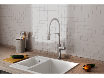 Смеситель для кухонной мойки с гибким изливом RUSH (MS9035-35White)