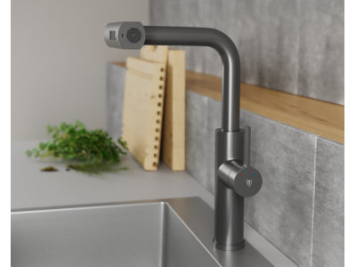 Смеситель для кухни с выдвижной лейкой RUSH Tinos (TI3732-18Grey)