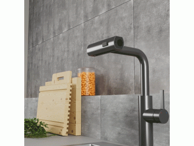Смеситель для кухни с выдвижной лейкой RUSH Tinos (TI3732-18Grey)