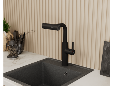 Смеситель для кухни с выдвижной лейкой RUSH Tinos (TI3732-18Black)