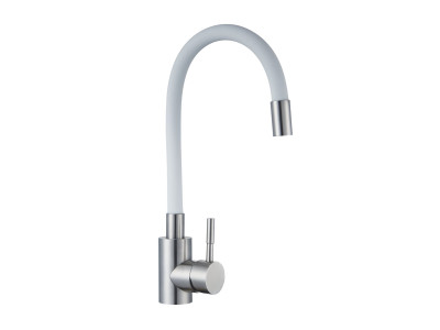 Смеситель для кухонной мойки с гибким изливом RUSH Симпл (Simple) белый (SUS7335-61White)