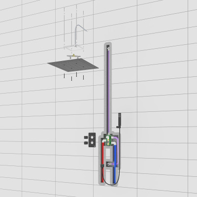 Душевая система встроенная с термостатом Timo Petruma никель (SX-5029/13SM)