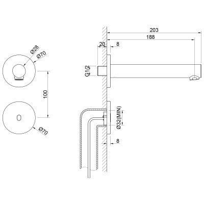 Смеситель для раковины встроенный, сенсорный Timo Saona золото шлифованное (2373/20SM)