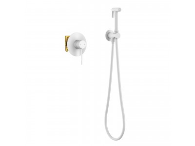 Смеситель встроенный с гигиеническим душем Timo Saona белый матовый )2389/16SM)