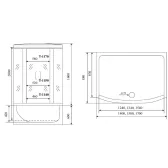 Душевая кабина Timo Comfort Fabric Glass 140*88*220  (T-8840F)