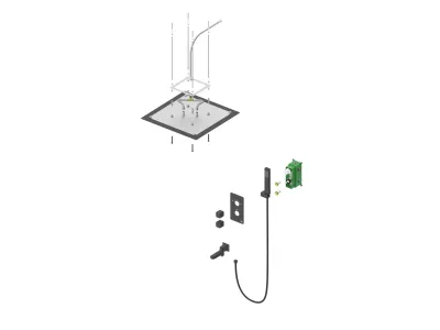 Душевая система встроенная с термостатом Timo Petruma черное золото (SX-5019/18SM)