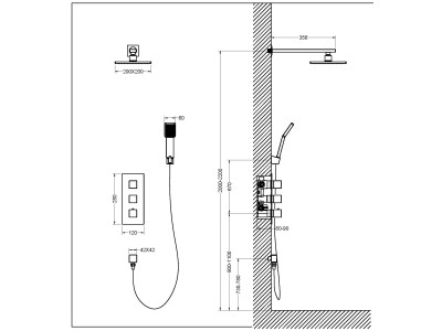 Душевая система встроенная с термостатом Timo Tetra-thermo (SX-0179/17SM) золото матовое