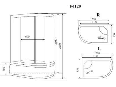 Душевая кабина Timo Comfort Fabric Glass 120*85*220  (T-8820LF)