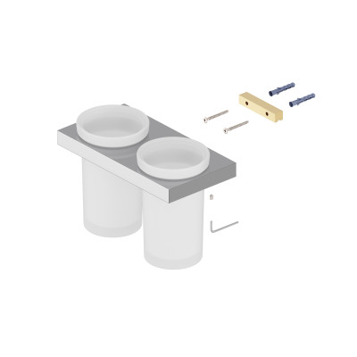 Стакан для зубных щеток двойной Timo Petruma никель (15234/13)