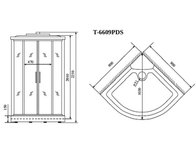 Душевая кабина Timo T-6609 PDSW 90*90*220 (T-6609PDSW)