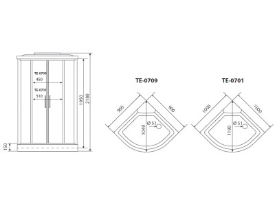 Душевая кабина Timo eco 90*90*215  (TE-0709)