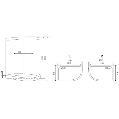 Душевая кабина Timo Standart 120*85*220  (T-1102R)