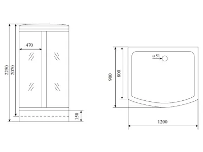 Душевая кабина Timo Lux 120*90*225  (T-7715)