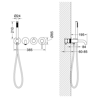 Смеситель встроенный для ванны с душем Timo Saona золото шлифованное (2314/20YSM)