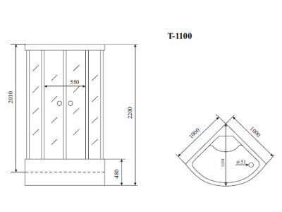 Душевая кабина Timo Standart Silver Fabric 100*100*220  (T-6600SF)