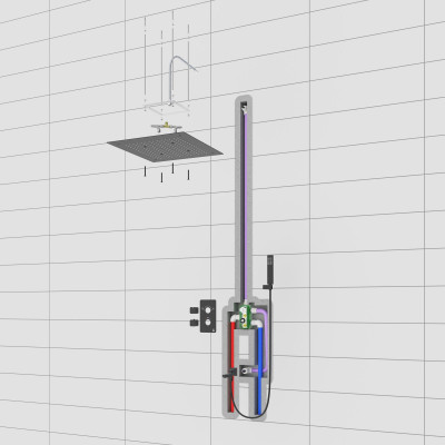 Душевая система встроенная с термостатом Timo Petruma никель (SX-5019/13SM)