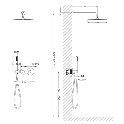 Душевая система встроенная с термостатом Timo Saona золото шлифованное (SX-2359/20SM)