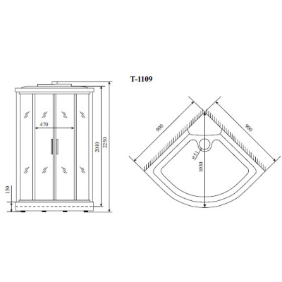 Душевая кабина Timo Standart 90*90*220  (T-1109)