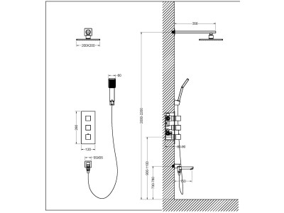 Душевая система Timo Tetra-thermo 3-х режимная с термостатом (SX-0199/00SM chrome)