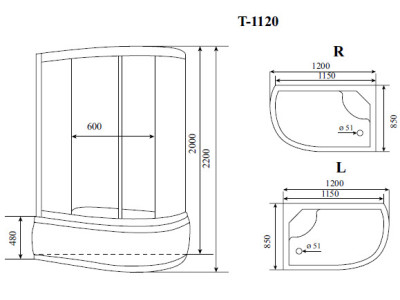 Душевая кабина Timo Standart 120*85*220 (T-6620BFR)