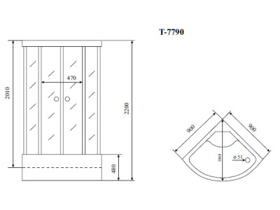Душевая кабина Timo Lux 90*90*220  (T-7790)
