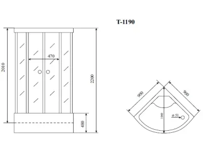 Душевая кабина Timo Comfort Fabric Glass 90*90*220  (T-8890F)