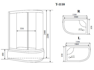 Душевая кабина Timo Standart 110*85*220  (T-1110L)