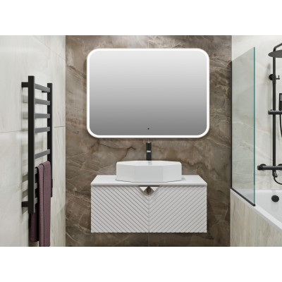 Тумба Runo Андорра 70 белый матовый чёрный подвесная под накладной умывальник (00-00004645)