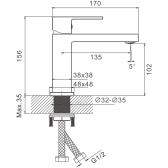 Смеситель для раковины BELZ оружейная сталь (B10658-3)