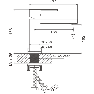 Смеситель для раковины BELZ оружейная сталь (B10658-3)