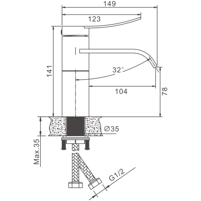 Смеситель для раковины BELZ оружейная сталь (B10812-3)