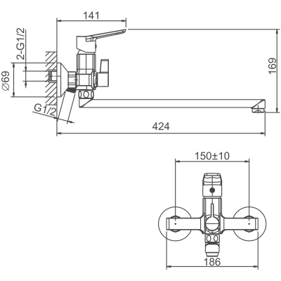 Cмеситель для ванны BELZ (B22715-3)