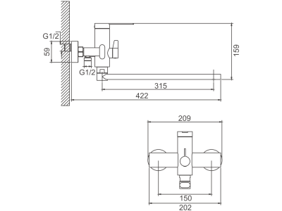 Смеситель для ванны BELZ золотой (B22813-5)