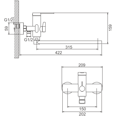 Смеситель для ванны BELZ золотой (B22813-5)