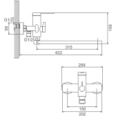 Смеситель для ванны BELZ черный (B22813-7)