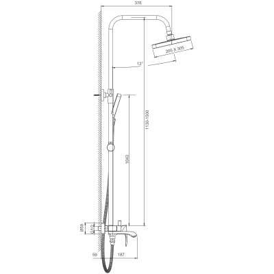 Душевая система BELZ черный (B24507-7)
