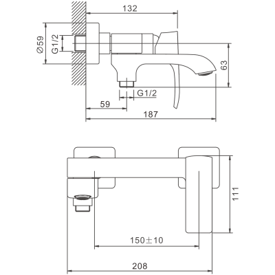 Смеситель для ванны BELZ (B60507-5)