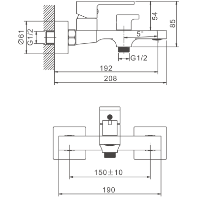Смеситель для ванны BELZ BELZ хром (B60658)